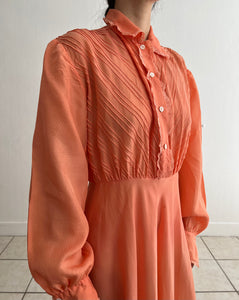 Vintage Italian 1930s hand dyed orange dress