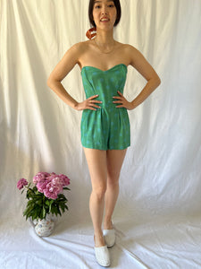 Vintage 1950s green dyed polka dot jumpsuit