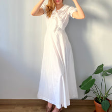 Load image into Gallery viewer, Vintage 1940s white bridal eyelet cotton dress