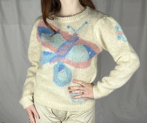 Vintage handmade mohair butterfly sweater