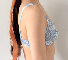 Load image into Gallery viewer, Vintage blue rose lace bra