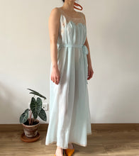 Load image into Gallery viewer, Vintage 30s mint blue silk chiffon lace dress