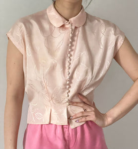 Vintage light pink rayon 30s blouse