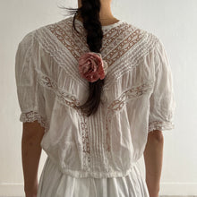 Load image into Gallery viewer, Antique Victorian white sheer cotton and lace blouse