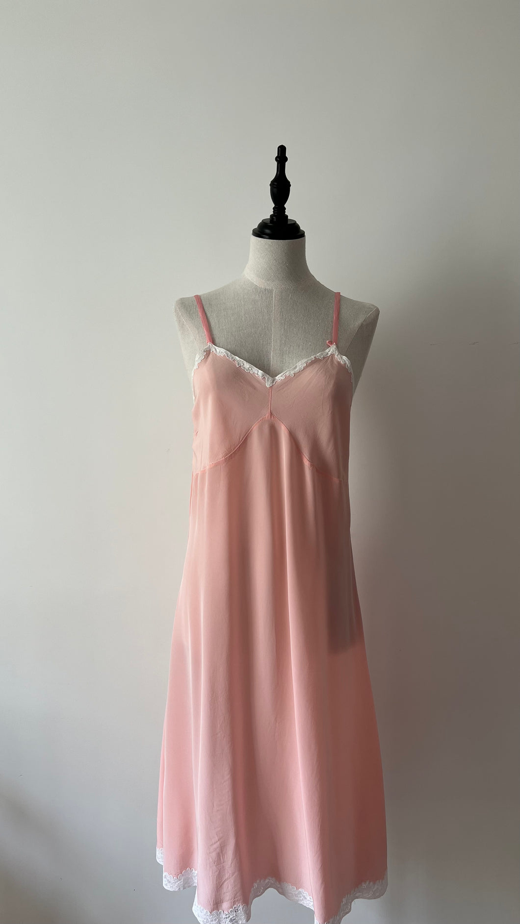 Vintage 1950s silk slip dress blush pink Kanelle Vintage