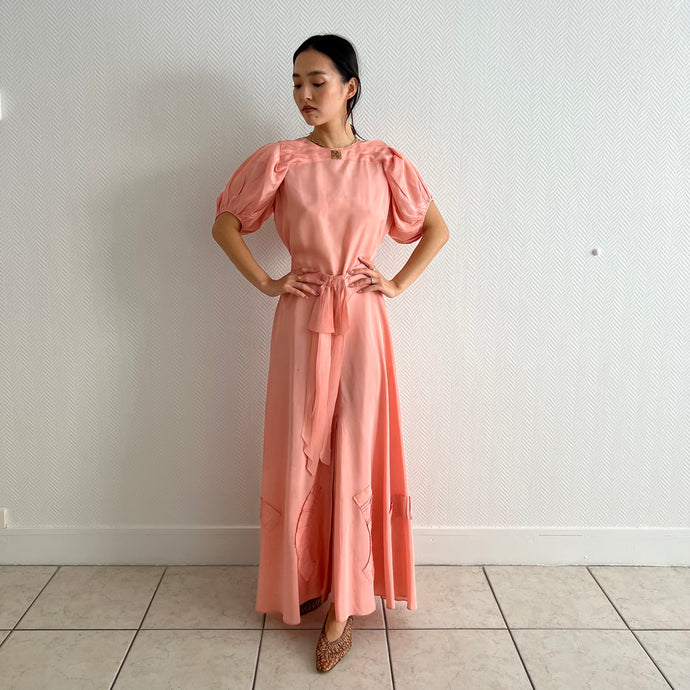 Rare French vintage 1930s peach ball gown