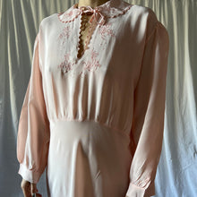 Load image into Gallery viewer, 1930s blush silk gown floral embroidery