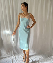 Load image into Gallery viewer, 1930s blue silk slip lace