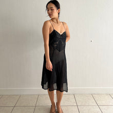 Load image into Gallery viewer, Vintage 1930s black silk chiffon lace