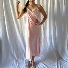 Load image into Gallery viewer, 1930s silk slip dress salmon pink lace