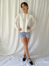 Load image into Gallery viewer, Antique white lace cotton blouse