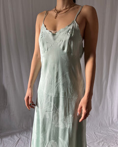 1970s silk slip dress mint color