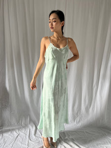 1970s silk slip dress mint color