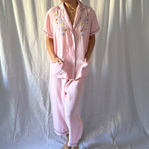 1950s vintage pink Chinese pajamas
