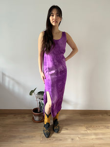 Vintage silk violet hand dyed dress