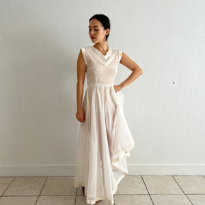 Vintage 1930s stiff tulle white sheer dress