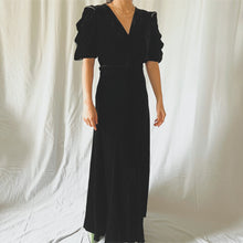 Load image into Gallery viewer, 1930s bias black silk velvet evening dress