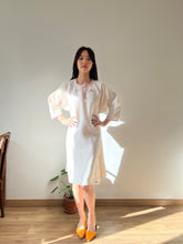 Load image into Gallery viewer, Antique white hand embroidered hemp dress