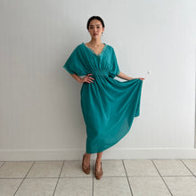 Load image into Gallery viewer, Vintage 1950s teal hand dyed dress