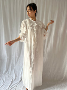 Antique Victorian dressing nightgown white cotton « Marthe »