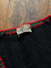 Load image into Gallery viewer, Vintage 50s Shetland wool folk cardigan black floral