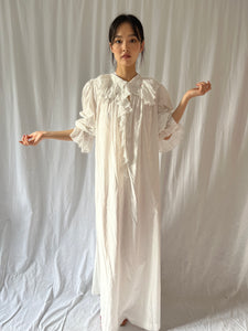 Antique Victorian dressing nightgown white cotton « Marthe »