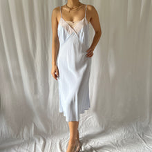Load image into Gallery viewer, 1940s light blue lace silk slip dress