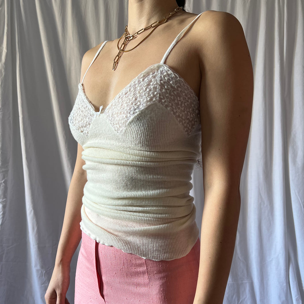 Vintage wool and lace cream camisole