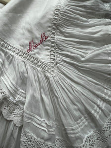 Antique Victorian dressing nightgown white cotton « Marthe »