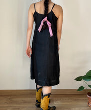 Load image into Gallery viewer, Antique 20s black silk lace slip dress