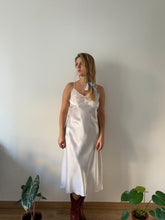 Load image into Gallery viewer, Vintage white 30s satin lace and dots slip