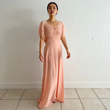 Load image into Gallery viewer, Vintage 1930s light pink silk dress hand embroidered