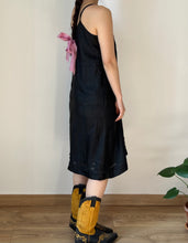 Load image into Gallery viewer, Antique 20s black silk lace slip dress