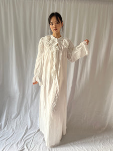 Antique Victorian dressing nightgown white cotton « Marthe »