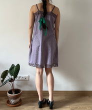 Load image into Gallery viewer, Antique 20s cotton lace deep violet dyed mini dress