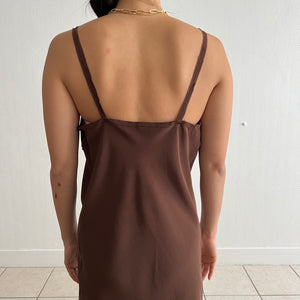 Vintage 90s brown silk slip dress