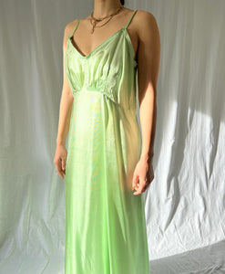 Vintage 1940s apple green maxi slip dress