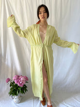 Load image into Gallery viewer, Vintage 70s hand dyed green cotton robe