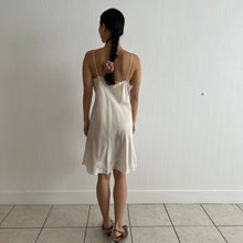 Load image into Gallery viewer, Vintage 1930s silk slip spaghetti strap plissé and lace