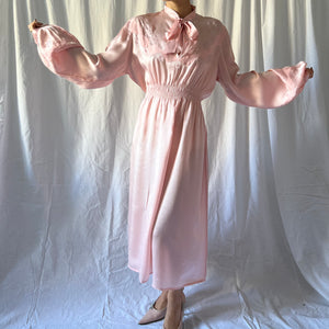 1930s pink silk appliqué Italian gown