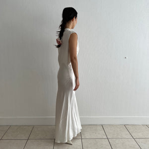 Vintage 30s white satin lace bridal dress