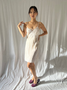 Vintage 1940s silk slip dress white