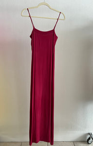 Antique 1930s hand dyed deep raspberry silk slip dress