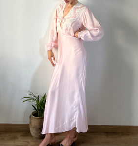 Vintage 1930s blush pink liquid satin dress