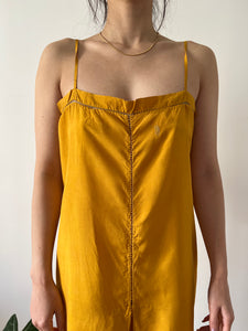 Antique 20s silk slip ocre dyed