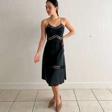 Load image into Gallery viewer, 1950s silk handmade black slip dress