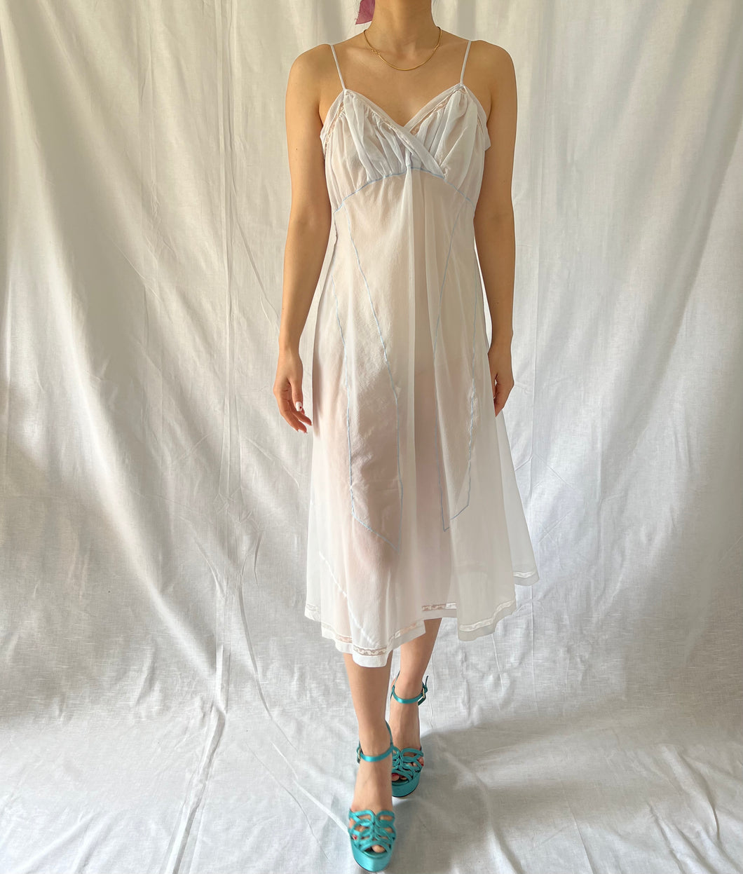 Vintage 1930s crepe azure blue dress