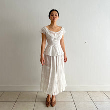 Load image into Gallery viewer, Antique Victorian white cotton lace ruffled skirt