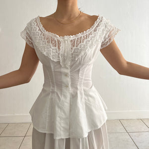 Antique Victorian white cotton lace blouse