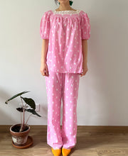 Load image into Gallery viewer, Vintage 60s pink plaid and dots cotton pyjamas
